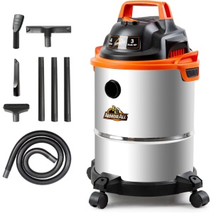 Armor All, VO408S 0901, 4 Gallon 5 Peak HP Stainless Steel Wet/Dry Utility Shop Vacuum